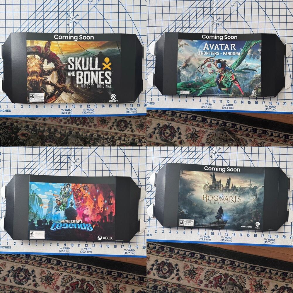RARE Lot Of 4 Cardboard Promo Sign Retail Store Display - GameStop Shelf Ads